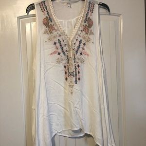 Embroidered detail sleeveless top